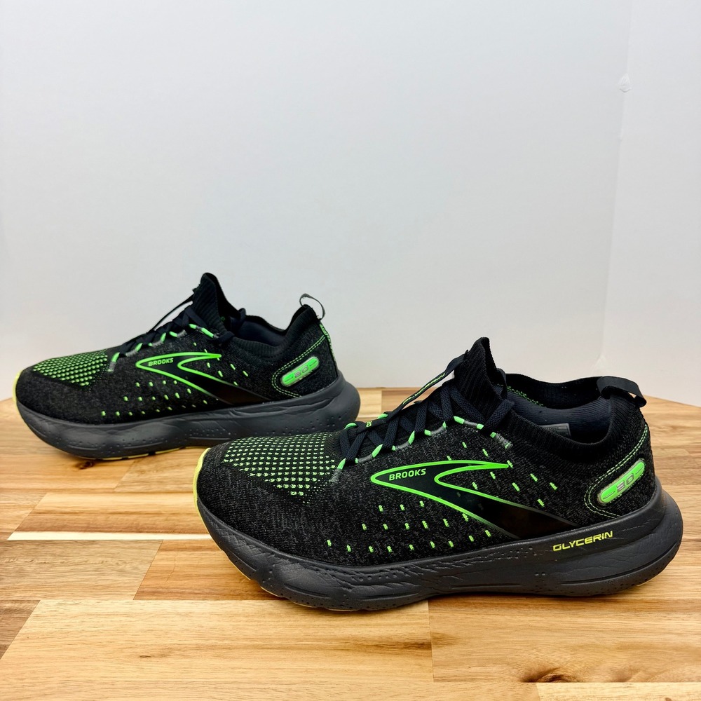 Brooks Glycerin StealthFit 20 Mens Running Shoes Black Neon Green 11.5 - Picture 4 of 9